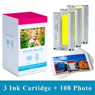 KP108IN 3 Ink Cartridges & 108 Photo Paper Compatible for CP Selphy 4"x6"CP1300 CP1200 CP910 CP900 C