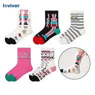 [Loviver] 5 Pairs Womens Crew Socks Ankle Socks for Spring Festival Christmas Gift