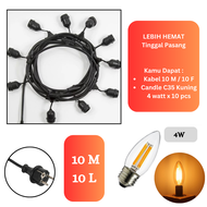 10M Kabel Fitting Gantung 10 METER 10 Lampu LED Gantung CAFE 10Meter LAMPU TAMAN LED Outdoor E27 10 