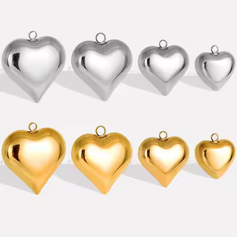 6Pcs/Lot Stainless Steel Trendy Y2K Styles Heart Pendant Making Couple Sweet Love Colgantes Dijes Pa
