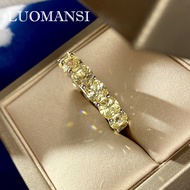 Luomansi Luxury Yellow Moissanite Diamond Wedding Ring 100-925 Sterling Silver Engagement Ring Women's High Jewelry
