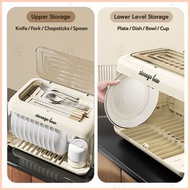 ♒ ☌ ◰ SIV Foldable Plastic Dish Drainer Cabinet Aesthetic Dish Storage Dryer Cabinet With Cover For
