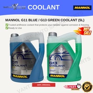 MANNOL G11 Blue / G13 Green Anti Freeze Coolant 5L - Ready to Use for Car Radiator | Cecair Penyejuk