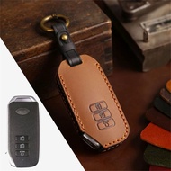 Genuine Leather Car Key Case Full Cover Keychain for Kia Ev6 Seltos K5 Sorento Mq4 7 Button