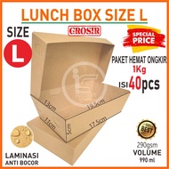 Lunch Box Size L Paper Lunch Box Brown Paper Box Food Dus Kraft Laminate Craft Wholesale Package 40pcs