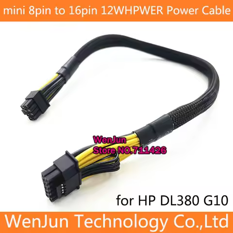 Black Sleeved PSU mini 8pin to 16pin PCIE5.0 12VHPWR Graphic Card Power Supply Cable for HP DL380 Ge