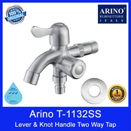 Arino T-1132SS Lever & Knot Handle Two Way Tap. Stainless Steel 304. Satin Finishing. 88H*130Lmm. We