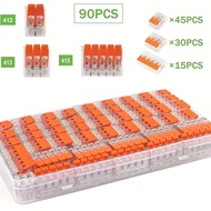 【HOT】 Wire Connector Assortment 90pcs Splicing Kit 2/3/5 Port for 28-14 AWG