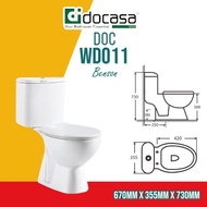 DOCASA BENSON WC Close-Couple Toilet Bowl S Trap Wash Down Water Closet with Ceramic Cistern Tandas Duduk 10 Inch 250mm