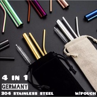 4in1 metal straw set 304 stainless steel free pouch