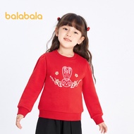 Balabala เสื้อมีฮู้ดสำหรับเด็กเสื้อผ้า2024แนวแฟชั่นสำหรับเด็กเสื้อขนแกะไซส์ใหญ่พิเศษ