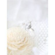 < Xiamo Valley > French Retro Diamond Large Particles Natural White Crystal 925 Sterling Silver Ring