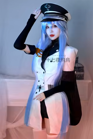 Anime Akame Ga KILL Cosplay Esdeath Empire Cosplay Costume Uniform with Blue Hat Halloween Party Cos