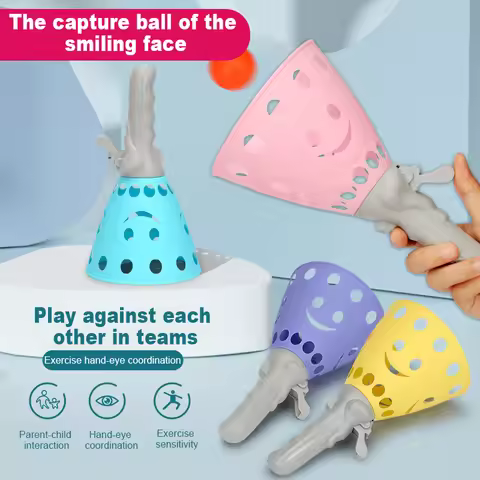 Outdoor Indoor Game Activities for Kids, Pop-Pass-Catch Ball Game with 2 Catch Launcher Baskets and 