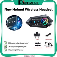 【✅SG Brand🔥】RICHMENT Y12 2-in-1 Integrated Hard-Shell Helmet Headset with LCD Screen and Flashlight 