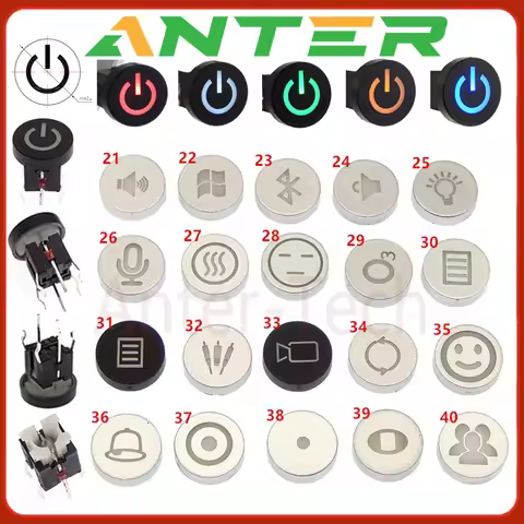 5Pcs 6*6*9.5mm 6PIN DIP Through Hole Micro Push Button Tactile Momentary With LED Switch Tact Push I