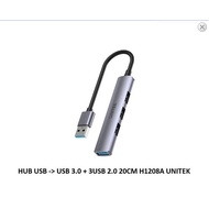 Hub TypeC to Usb 3.0 + 3USB 2.0 (20cm) H1208B Unitek. Hub splits type C to 4 USB ports (1 x USB 3.0 