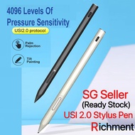 Rechargeable USI 2.0 Stylus Pen with 4096 Levels Pressure ASUS chromebook C436 Grade Pressure for HP ASUS Acer Samsung Lenovo Chromebook Duet Duet 5/IdeaPad Duet 5/IdeaPad Flex 5i for Lenovo Yoga with Palm Rejection &amp; Spare Tip(SG Seller Free Shipping)