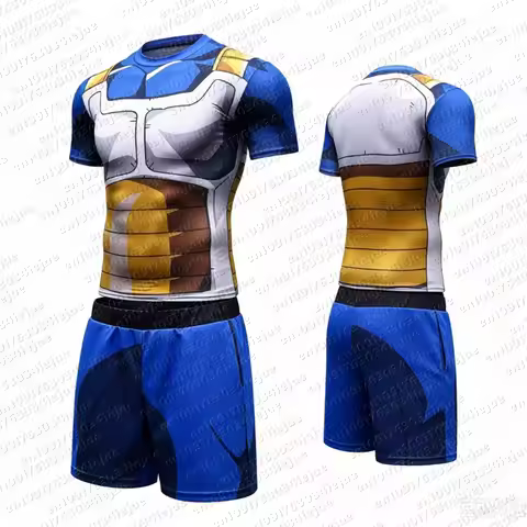 2026 Dragon Ball Fans Rejoice!Goku/Vegeta Battle Suit 3D Printed T-shirt and Shorts,transforming Int