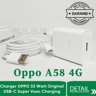 CHARGER OPPO A58 4G USB TYPE C 33 WATT SUPER VOOC CHARGING MURAH
