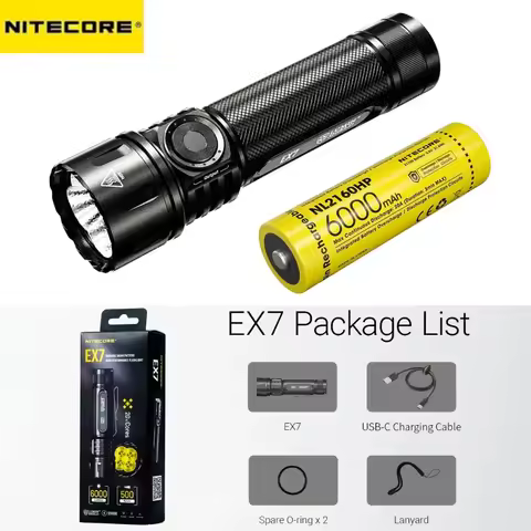 NITECORE EX7 Torch Beam Pattern LED 6000Lumens USB-C Rechargeable Portable Effective Defense Flashli