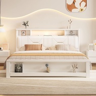 [SG SELLER ] Nordic Full Solid Wood Bed Frame Leather And Solid Wood Bed Frame Storage Bed Frame Super Single/Queen/King Size Bed Frame Tatami Bed Frame