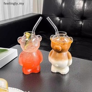 [T&B Oct] New 1PC Ins Internet Celebrity Restaurant Bear Cup Coffee Cup Cute Cartoon Glass Cup Creat