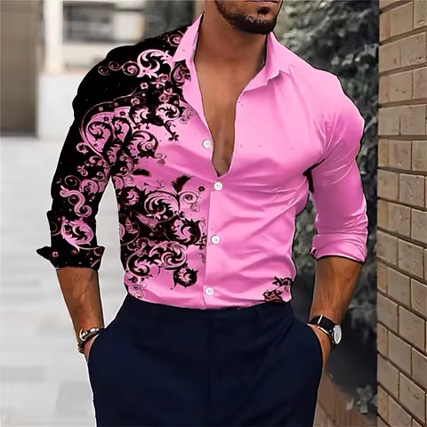 Men's shirt 9 color classic long-sleeved shirt Hawaiian shirt fashion casual shirt super large size 