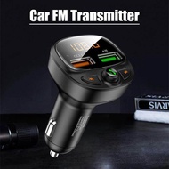 Bluetooth FM Transmitter สำหรับรถ12-24V Wireless Bluetooth 5.0 FM วิทยุอะแดปเตอร์ MP3 Player W/2 USB พอร์ต QC3.0 USB Fast Car Charger เครื่องเล่นเพลง MP3เครื่องเล่นโทรฟรีสนับสนุน