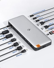 Spigen ArcDock Pro [14 in 1] 8K Thunderbolt 4 Docking Station, Triple Dual Monitor Hub 4K HDMI DP Do