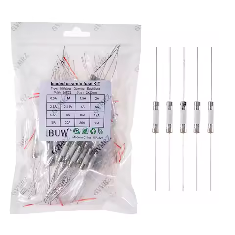 80PCS 16Values 5x20mm Leaded Ceramic Fuse Kit for Electronics Circuit Protection Projects 5x20 16Val
