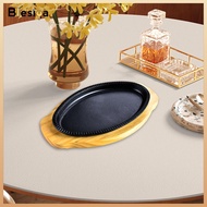 Griddle Steak Fry Plate BBQ Grill Pan Oval Shape Vegetables Grill Pan Sizzling Steak Plate Set for R