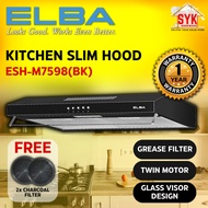 SYK ELBA ESH-M7598(BK) Slim Hood Twin Motor Wall Mounted Kitchen Hood Cooker Hood Penyedut Asap Dapu