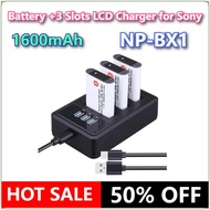 1600mAh NP-BX1 Npbx1Battery +3 Slots LCD Charger for Sony DSC-RX100 DSC-WX500 IV HX300 WX300 HDR-AS1