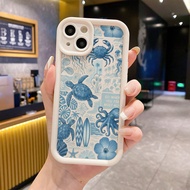 Ốp lưng điện thoại mềm họa tiết rùa biển'sơn tương thích với iPhone 16/15/XR/7P8P/P12 Pro Max/P13 Pr