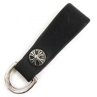 成色極佳 △ CHROME HEARTS Chrome Hearts 925 純銀皮革十字球D淨化草本形環皮帶扣鑰匙扣，附發票和趣味火柴，黑色，重 21.7 克，男士款