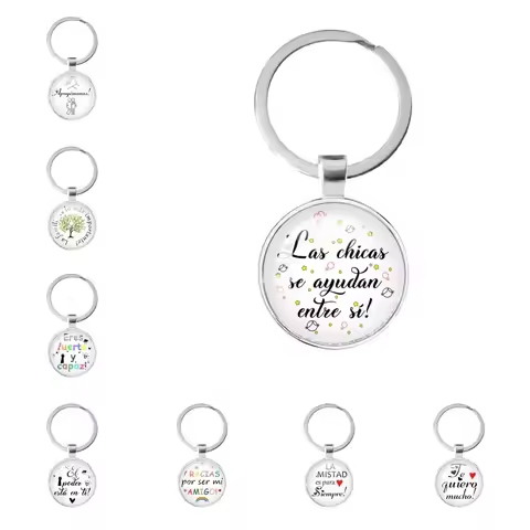 Spanish Inspirational Gratitude Quote 25MM Glass Keychain Gift For Friend Girls Boys Birthday Gift.S