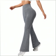 [High Waist Design] Ribbed Flare Yoga Pants/Yoga Leggings/Women's Activewear