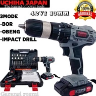 MESIN BOR SET MATA TANPA KABEL 20V BOR BATERAI CORDLESS DRILL UCHIHA