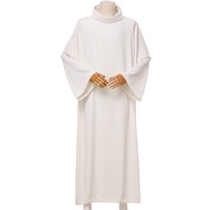 Men Clergy Solid Alb Catholic Church Deacon Robe Vestments  Roll Collar
