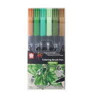 Sakura Koi Coloring Brush Pen Set 6 - Nature Color (XBR-6D)
