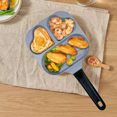 Three hole aluminum coated breakfast pan, fried egg steak pan, gas induction cooker, universal