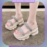 Mp STORE - WOMEN'S WEDGE SANDALS SLIP ON VARIATION DOUBLE STRIP GLITTER HIGH 7 CM AP 24
