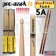 [โปรแพ็คสุดพิเศษ!] ไม้กลอง Promark Rebound ขนาด 5A Hickory &amp; Firegrain แบบแพ็ค 4 คู่ Made in USA แข็งแรง ทนทาน ไม้ตีกลอง ของแท้100%