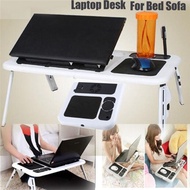 Foldable Laptop Computer Desk Bed Sofa Stand Tray With USB Cooling Fans