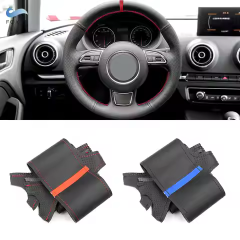 Black Perforated Leather Car Steering Wheel Cover For Audi A1 8X A3 8V A5 8T 2012-2016 A4 B8 A6 C7 A