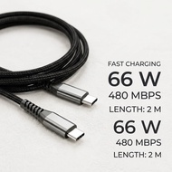 Kabel Charger Type C to Type C Fast Charging 6A 66W Braided Premium Original