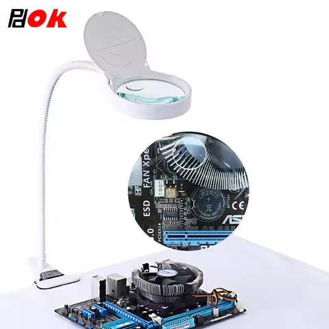 Lens 8x 15x LED Light Magnifier Glass Lamp Multi-Functional Clamp Type 38 LEDs Reading, Repair and B