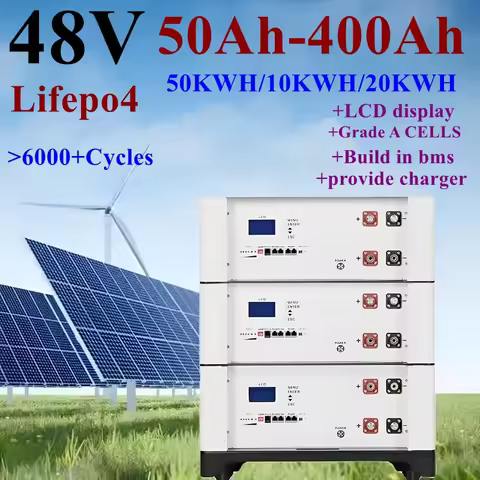 6000+Cycles Lifepo4 Battery 10kwh 20kwh 48V 51.2V 50Ah 100Ah 200Ah 300Ah 400Ah CAN RS485 RS232 Batte
