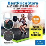 BPS 4pcs Hard Gym Rubber Mat 50*50* 15mm 20mm Thick Gym Center Grade Tile Protective Floor Heavy Equ